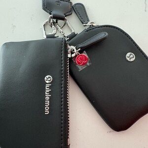 Lululemon Black Leather Zip Cardholder & Key Pouch Set